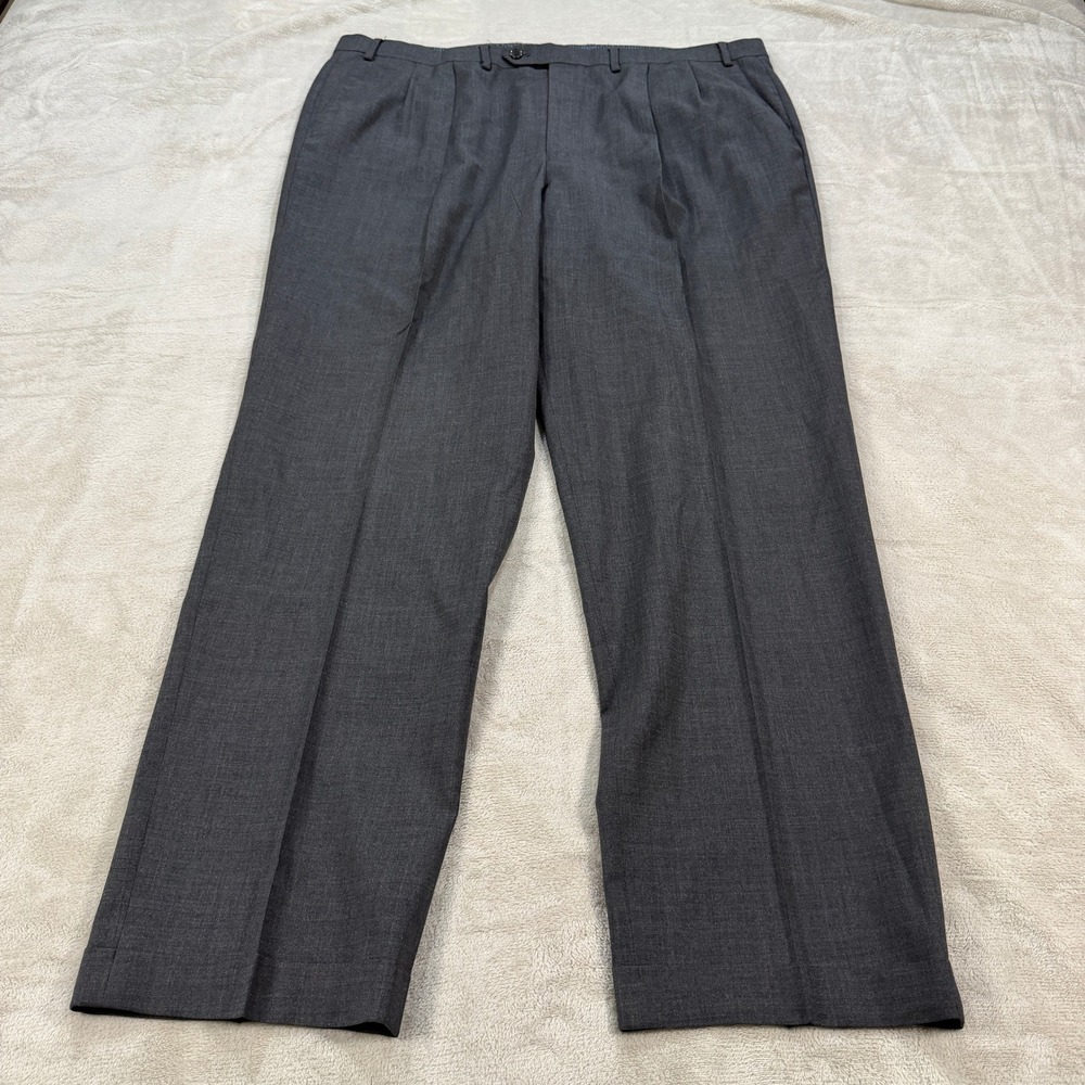 Lauren Ralph Lauren Mens 42x34 Charcoal Gray High Performance Wool Pleated Pants